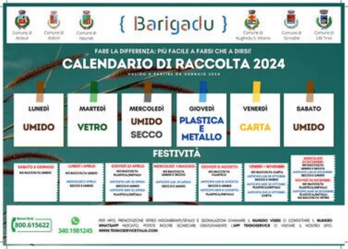 Calendario raccolta Rifiuti 2024